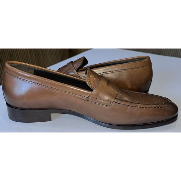 Mens Authentic To Boot New York “DANTE” Woven Leather Loafers Cognac US‎ 8M NEW main image 5